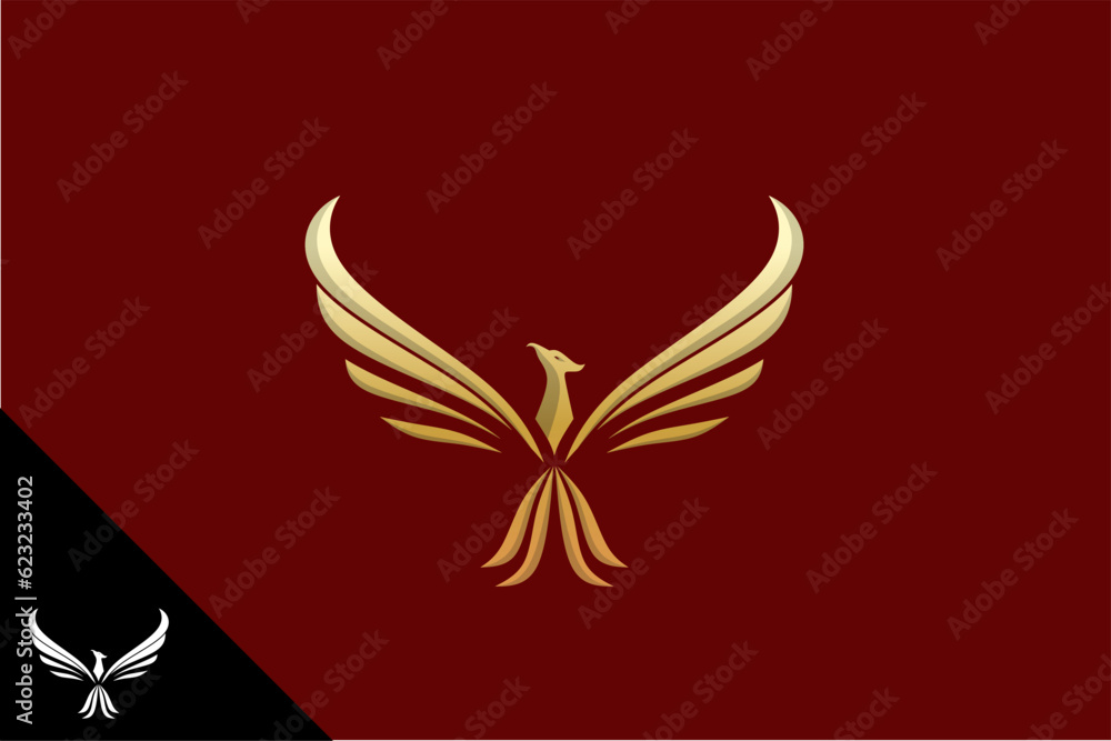 A luxury logo in the shape of a phoenix, with a premium and luxurious design.