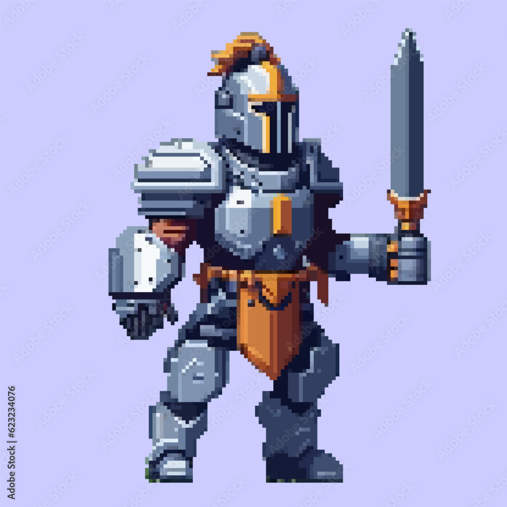 Robot pixel art character for 8 bit game scenery arcade video game Robot pixel art character for 8 bit game scenery arcade video game