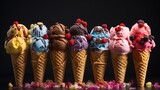 Various flavors of ice cream. Created with Generative Ai technology.