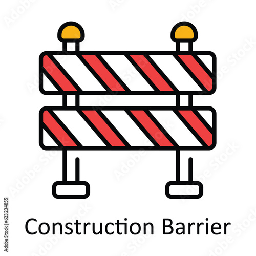 Construction Barrier Filled Outline Icon Design illustration. Home Repair And Maintenance Symbol on White background EPS 10 File