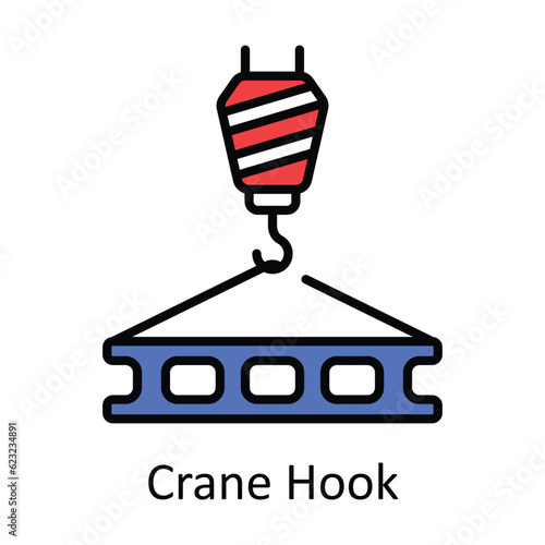 Crane Hook Filled Outline Icon Design illustration. Home Repair And Maintenance Symbol on White background EPS 10 File