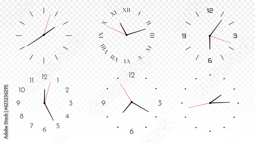 Minimalistic clocks pattern set