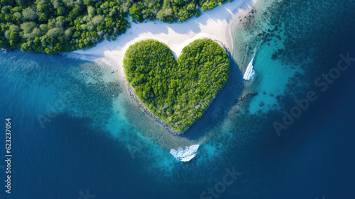 Lonely Heart-Shaped Island Surrounded by the Ocean © M.Gierczyk
