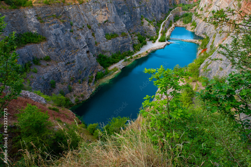 limestone quarry Amerika with lake in Czech Republic limestone quarry Amerika with lake in Czech Republic