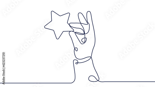 Hand holding star continuous line concept