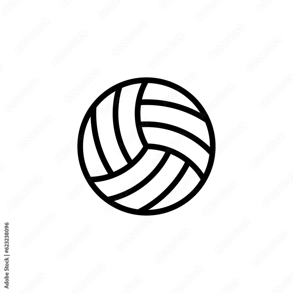 Volleyball outlined icon black and white vector