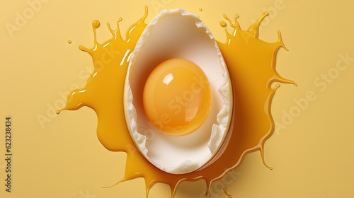  an egg with a yellow background and a splash of liquid.  generative ai