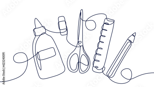 School tools continuous line concept