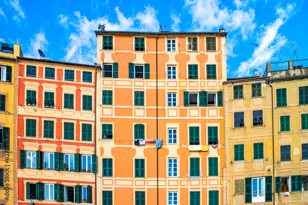 Colored building facades in the town of Camogli