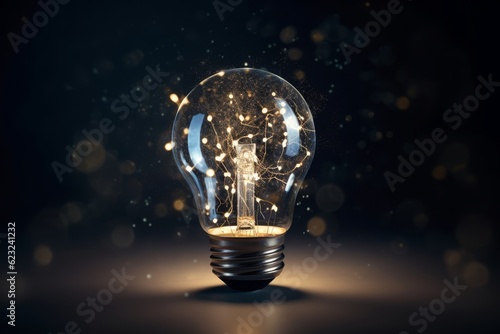 Creative Light Bulb with Sparkling Stars of Imagination. AI generated