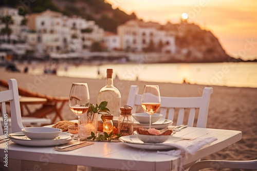 Seafood dinner at the Mediterranean coast photo