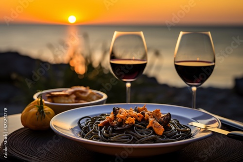 Seafood dinner at the Mediterranean coast