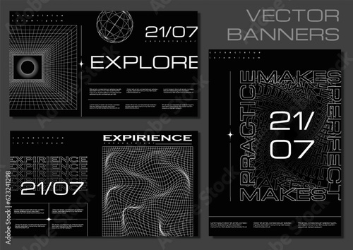Set of black brutalism banners