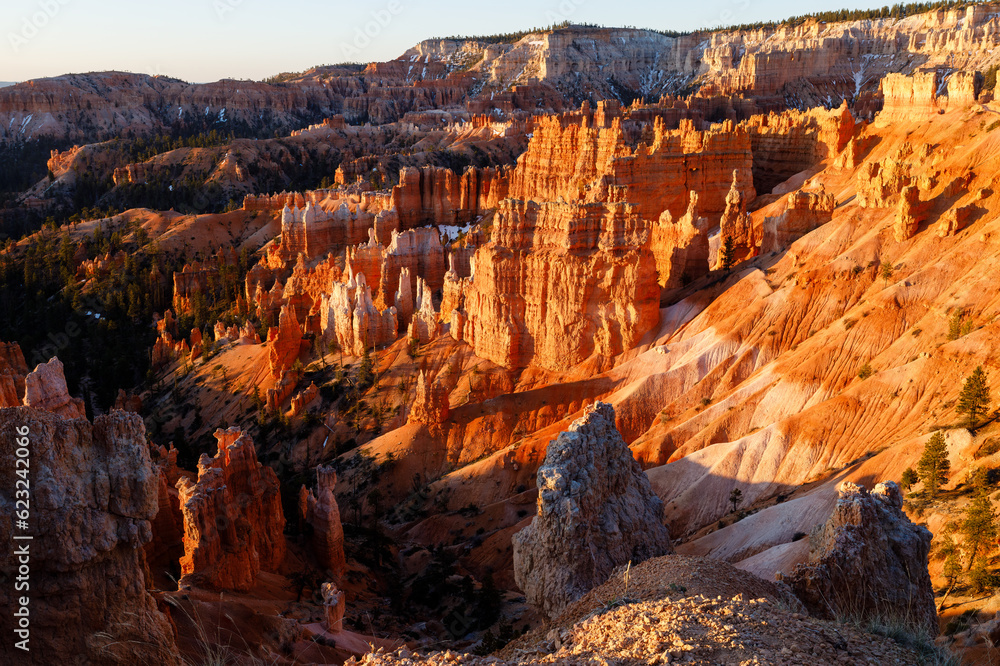 View from Sunset Point Overlook  in Bryce Canyon National Park in Utah during spring.

