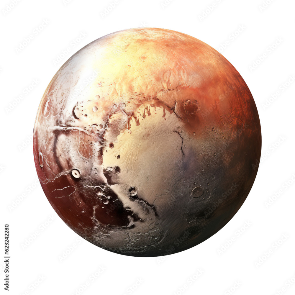 Fototapeta premium Pluto dwarf planet isolated on transparent background cutout. High resolution.
