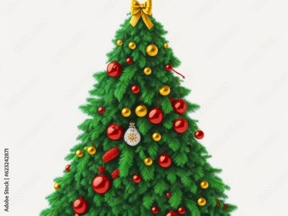 Christmas tree on white background. Generative AI
Christmas tree on white background. Generative AI