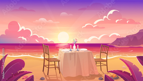 Table at coast near sea concept