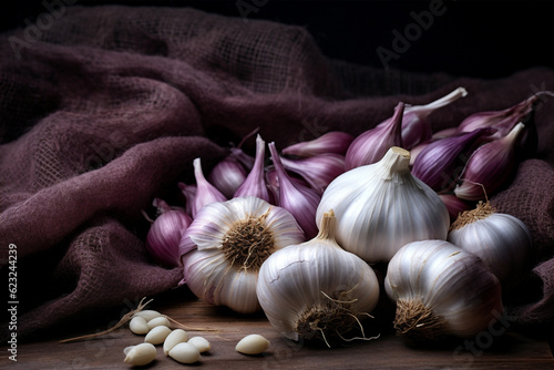 Vegetable fresh bulb garlic background food photo