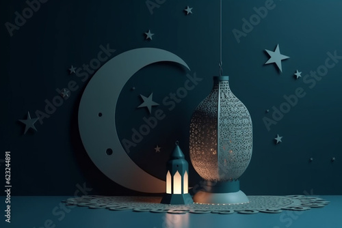 Islamic New Year. The day of the beginning of the year according to the Islamic calendar, the first day of the month of Muharram. 18 july, 19 july. moon, lamp photo
