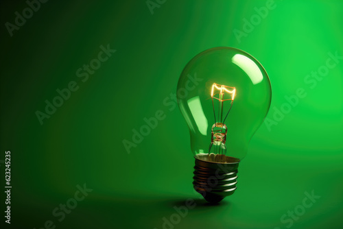 Lightbulb on Green Background Wallpaper | Green Bulb on studio background, lightbulb moment, technology