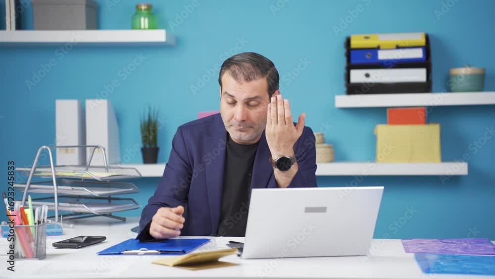 Businessman falling asleep. Businessman falling asleep.