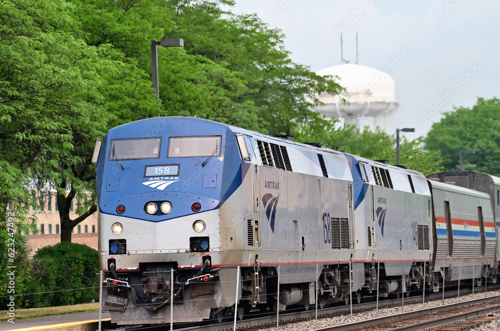 Amtrak's California Zephyr making its first stop after leaving Chicago
