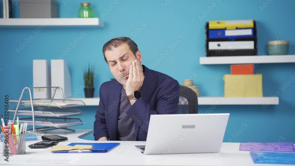 Businessman with aching teeth. Businessman with aching teeth.