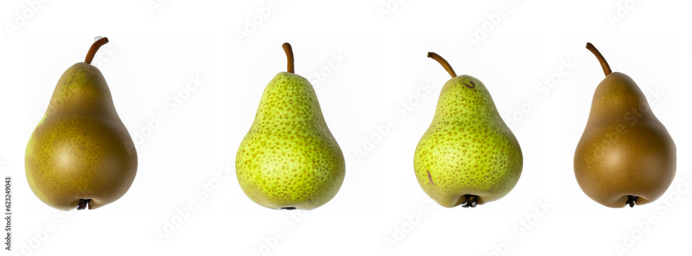 Pear in various angles isolated on white background. Fruits.
