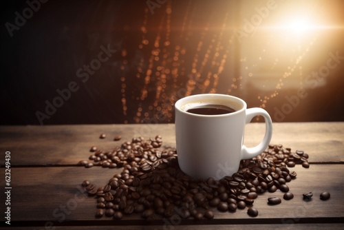 aroma cup bean brown cafe mug drink espresso breakfast morning. Generative AI.