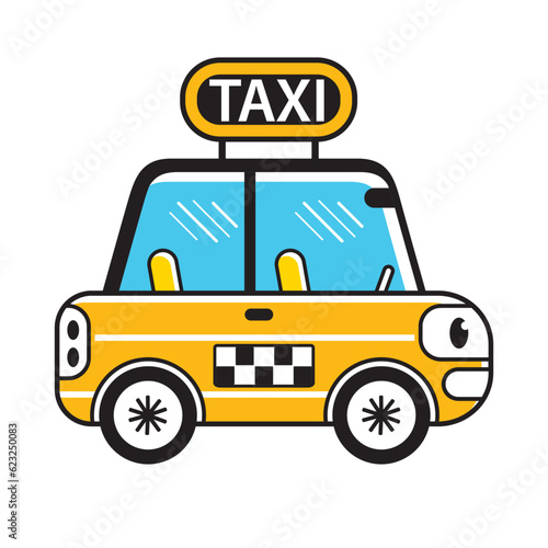 Yellow taxi cab cartoon vector illustration