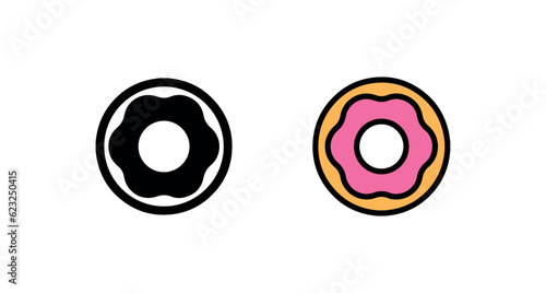 number eight made of colorful splashes/ vector illustration. donut simple flat icon. round dessert. sign or symbol. food. web. cake sweet. pink donut