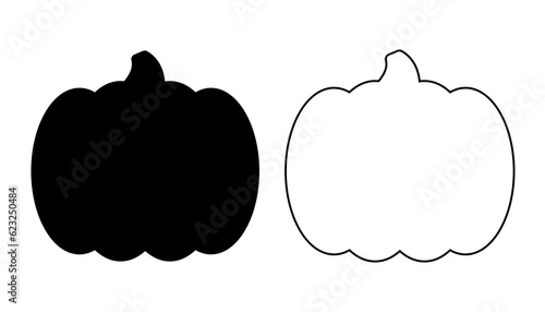 Pumpkin cookie shape. Vector cookie cutter design. Halloween, Thanksgiving pumpkin black illustration, icon. Die cut, laser cutting. Shape for cutting.