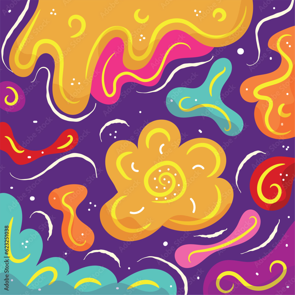 Vibrant colored hand drawn pattern background Vector