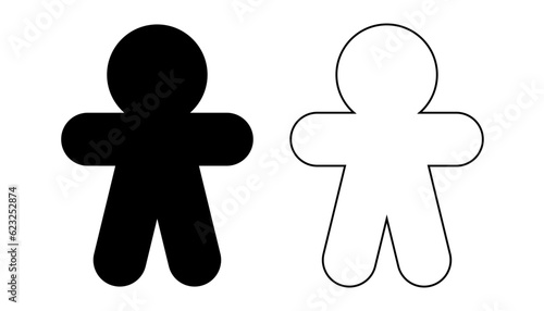 Gingerbread man cookie shape. Vector cookie cutter design. Christmas ginger man black illustration, icon. Die cut, laser cutting. Shape for cutting.