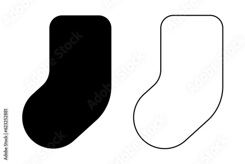 Christmas sock cookie shape. Vector cookie cutter design. Christmas sock black illustration, icon. Die cut, laser cutting. Shape for cutting.
