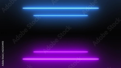 Flying Through Retro Corridor of Blue and Pink Neon Kooping Background photo