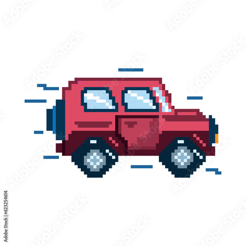 Vector Cartoon Pixelart City car Isolated Illustration