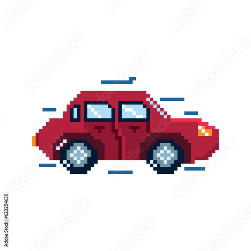 Vector Cartoon Pixelart City car Isolated Illustration