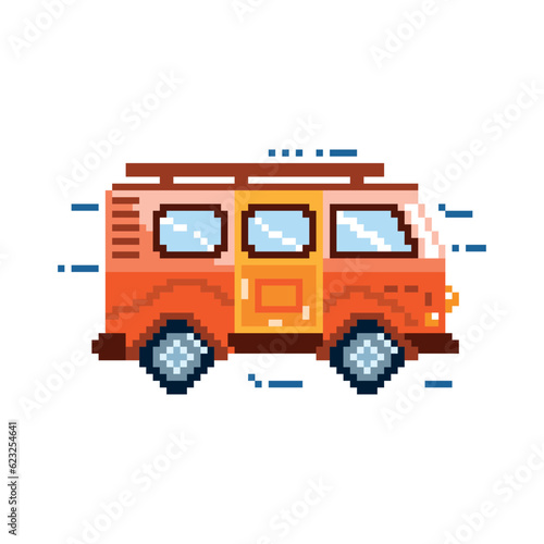 Vector Cartoon Pixelart City car Isolated Illustration