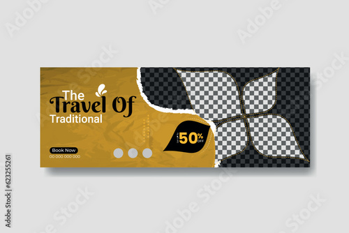 Travel and tours agency social media Facebook cover template