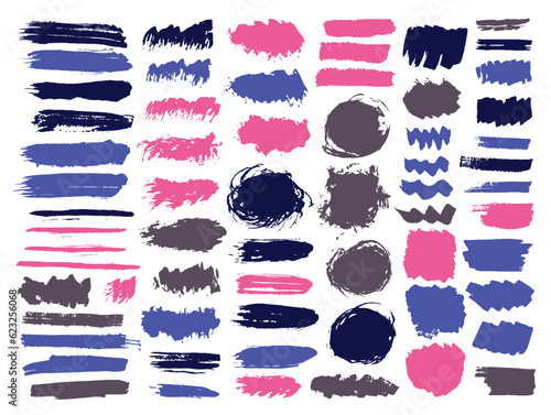 Paint mud daub mega pack. Isolated inkblot streak colorful elements. Splotch stain textured label background set. Brush stroke oil splashes drawing.