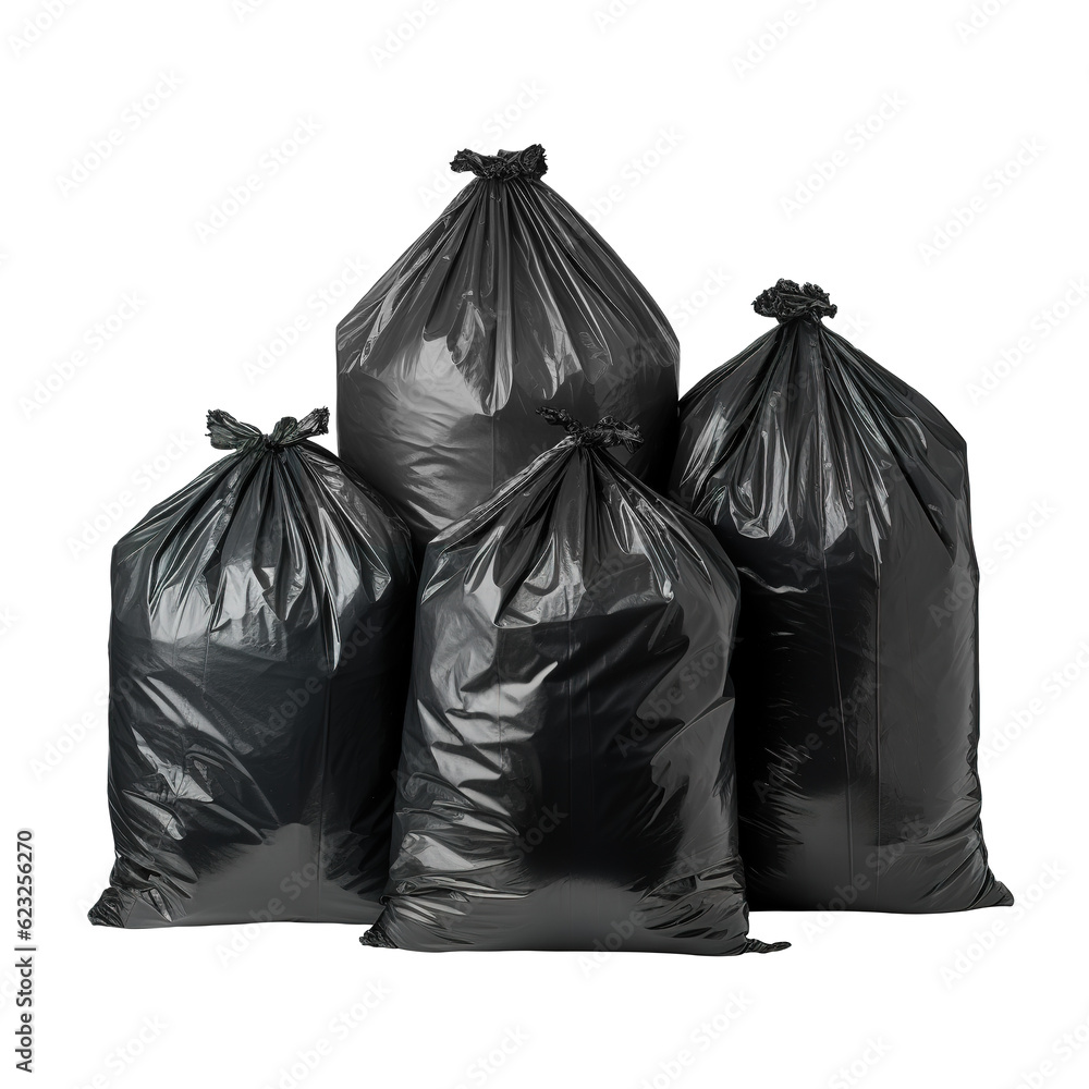 black garbage bags isolated over a transparent background