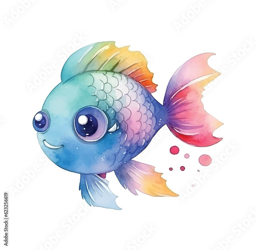 Rainbow Fish watercolor paint collection