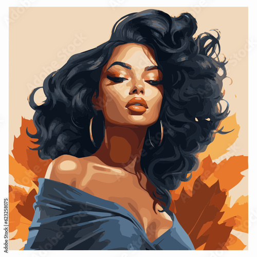 beautiful black wearing sun glasses woman fall vibes poster type style