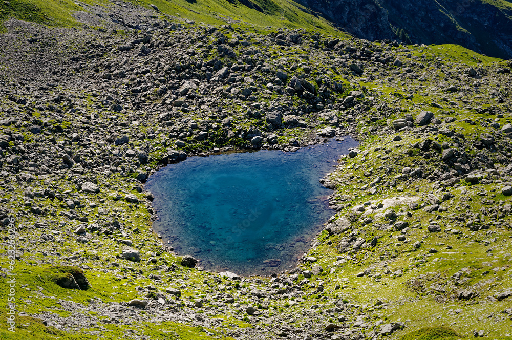 Scenic View of a Mountain Lake in Maurienne, Massif de l'Arc