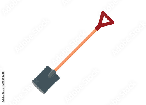 Square spade shovel. Simple flat illustration.