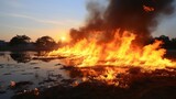 Wuxi taihu lake wetland park is ablaze