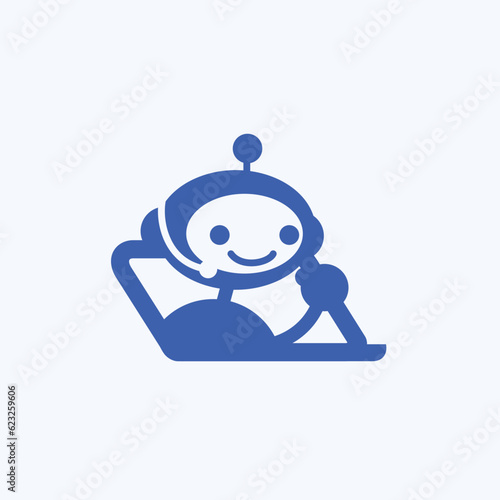 a robot virtual assistant from a laptop logo