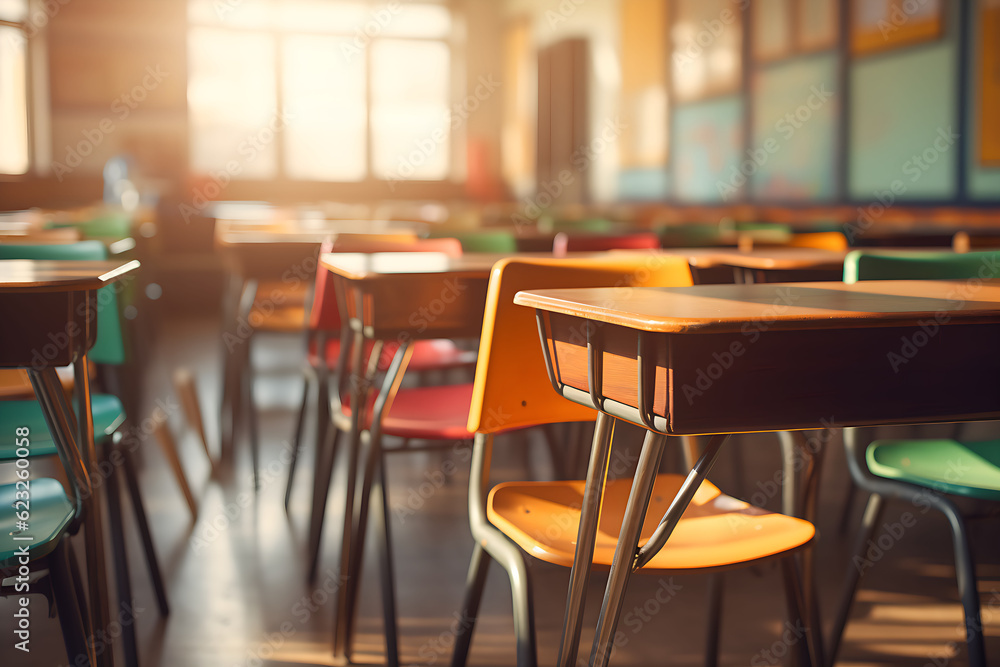 Concept of back to school, empty classroom 