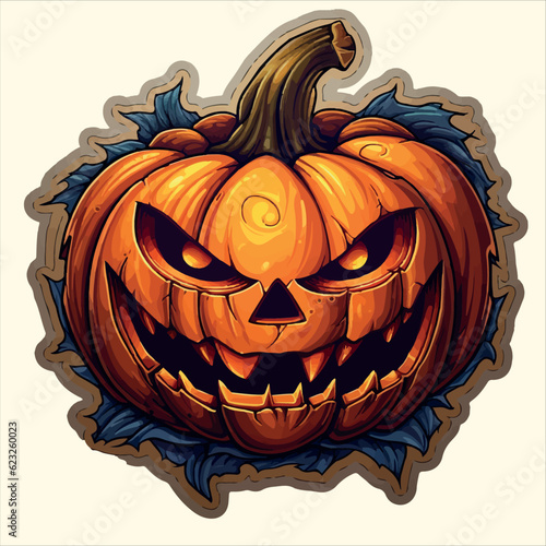 Vector icon of a scary Halloween pumpkin 